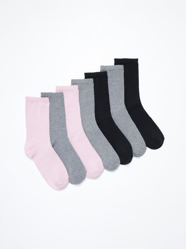 Pack de 7 pares de calcetíns longos de cores básicas