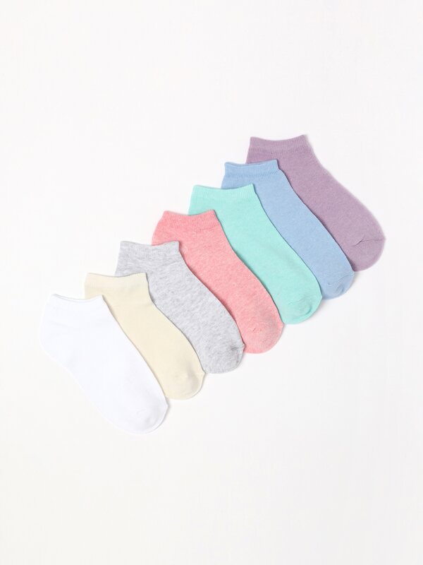 Pack de 7 pares de calcetines tobilleros de colores básicos