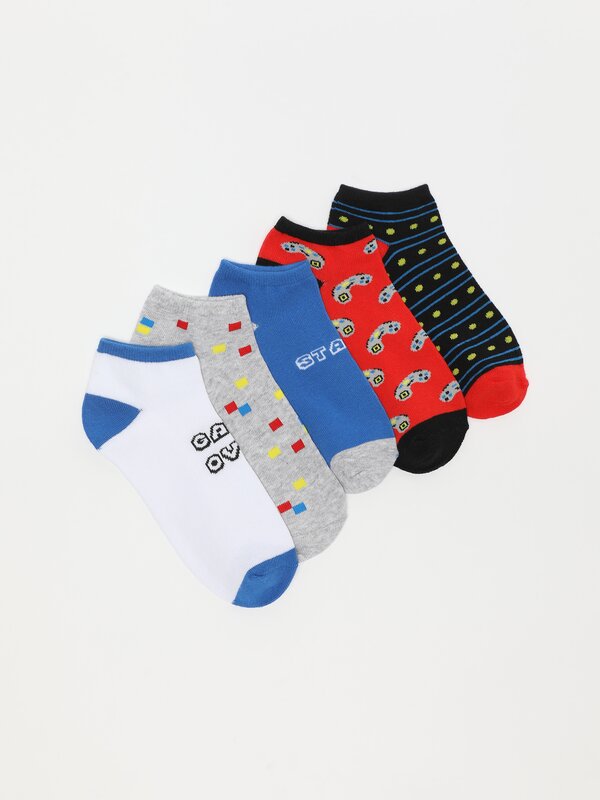 Pack of 5 pairs of socks with video game prints