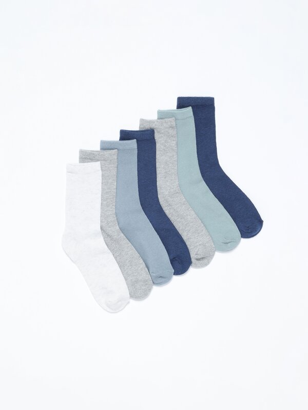Pack 7 pares de calcetines largos de colores básicos