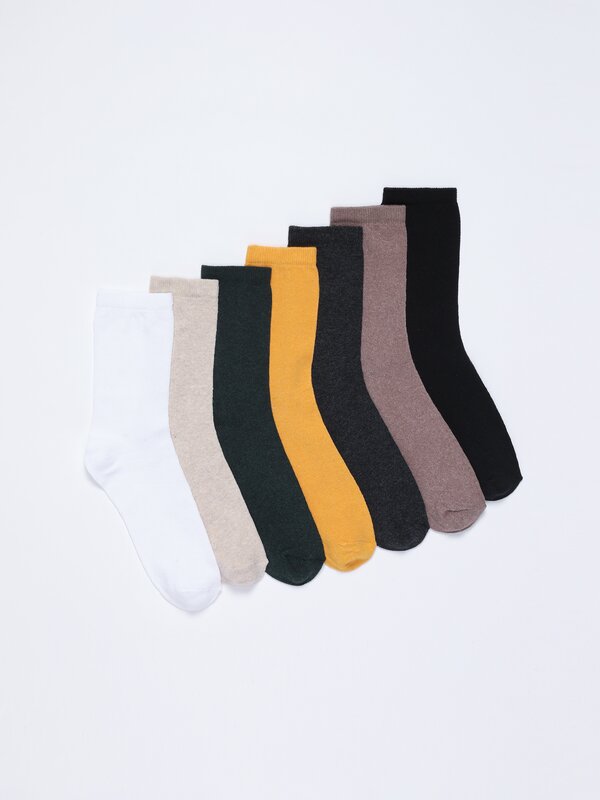 Pack de 7 pares de meias compridas de cores básicas
