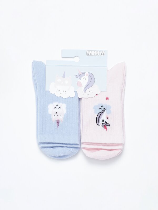 Pack of 2 pairs of unicorn socks