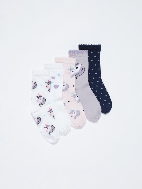 Pack of 5 pairs of unicorn socks