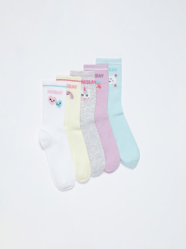 Pack of 5 pairs of day-of-the-week socks