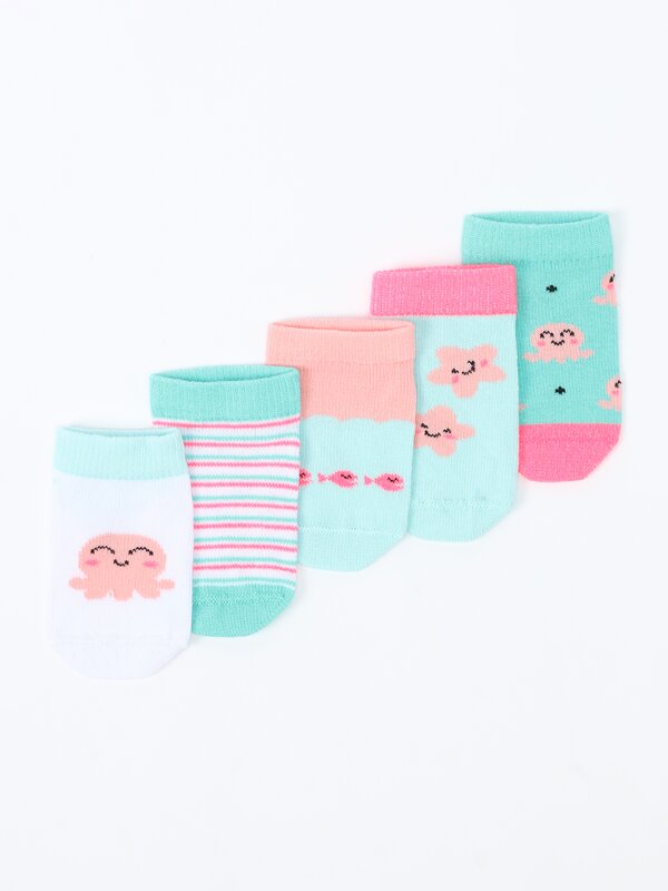 Pack of 5 pairs of octopus print socks