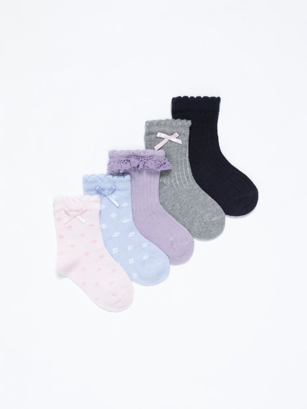 Pack of 5 contrast long socks