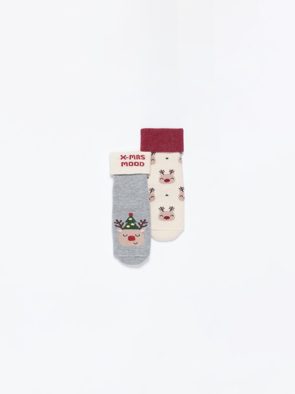 Calcetines antideslizantes renos navideños