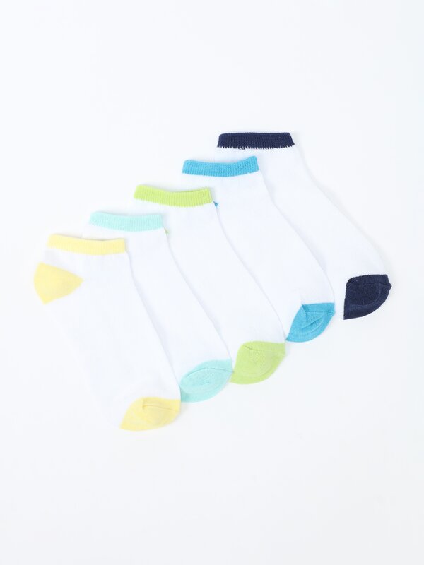 Pack of 5 pairs of short coloured socks