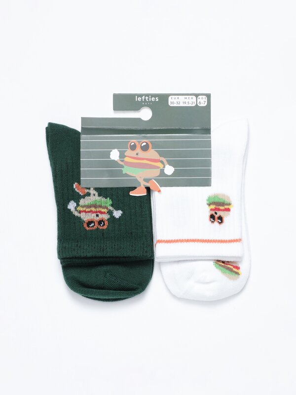 Pack of 2 pairs of burger print socks