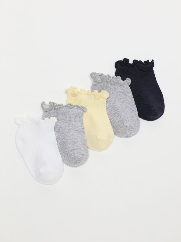 Pack of 5 pairs of scalloped socks