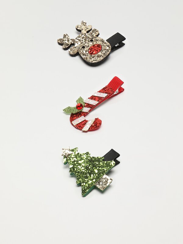 Set of 3 Christmas hair clips