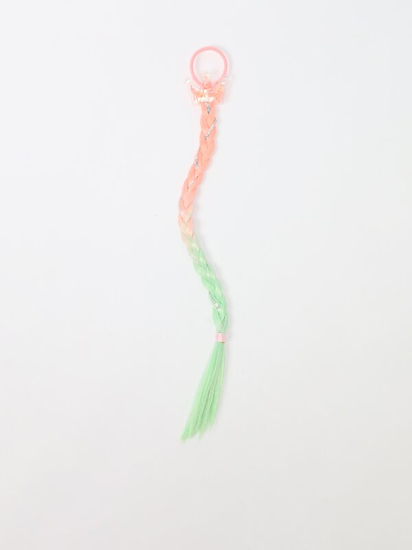 Multicoloured braided crown hair tie