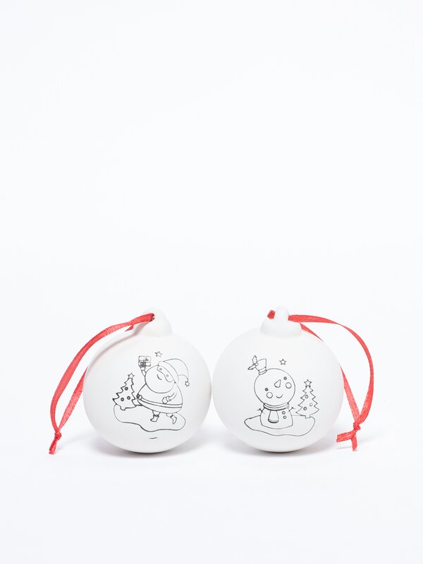 Set of 2 Christmas baubles for colouring
