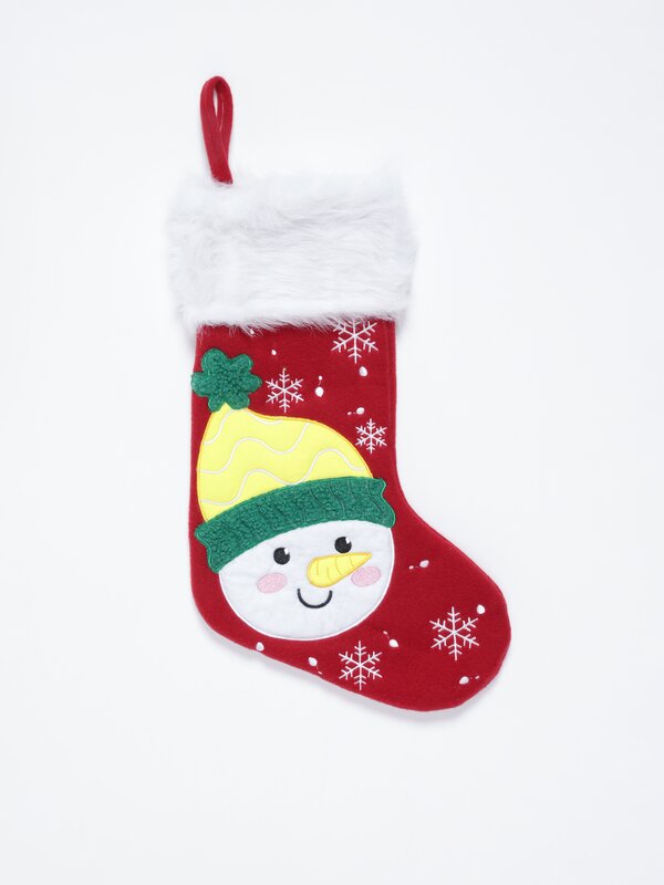 Șosetă decorativă de Crăciun cu om de zăpadă