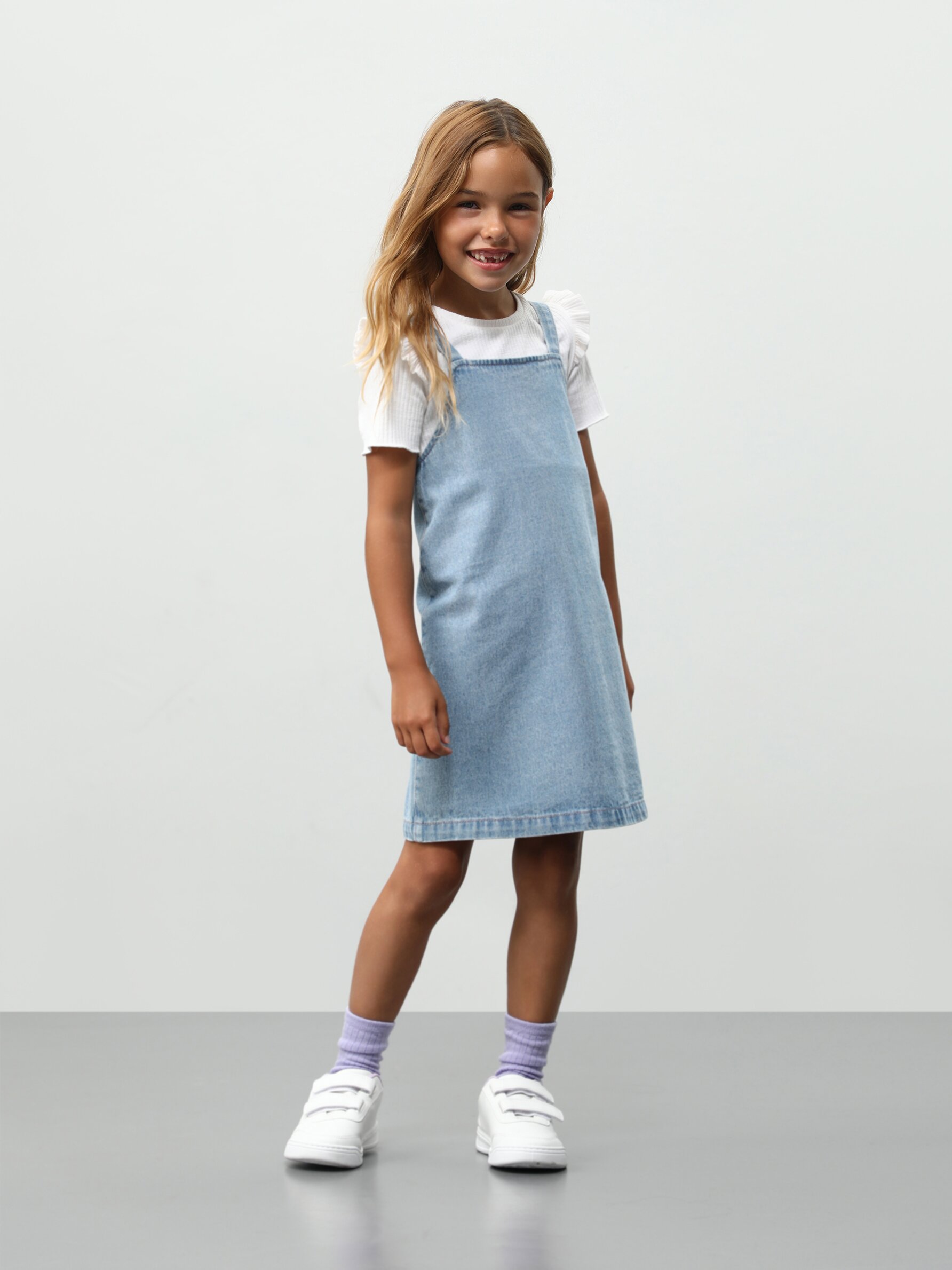 Denim pinafore dress - Dresses - CLOTHING - Girl - Kids 