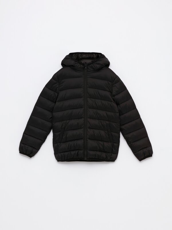 Lightweight hooded puffer jacket