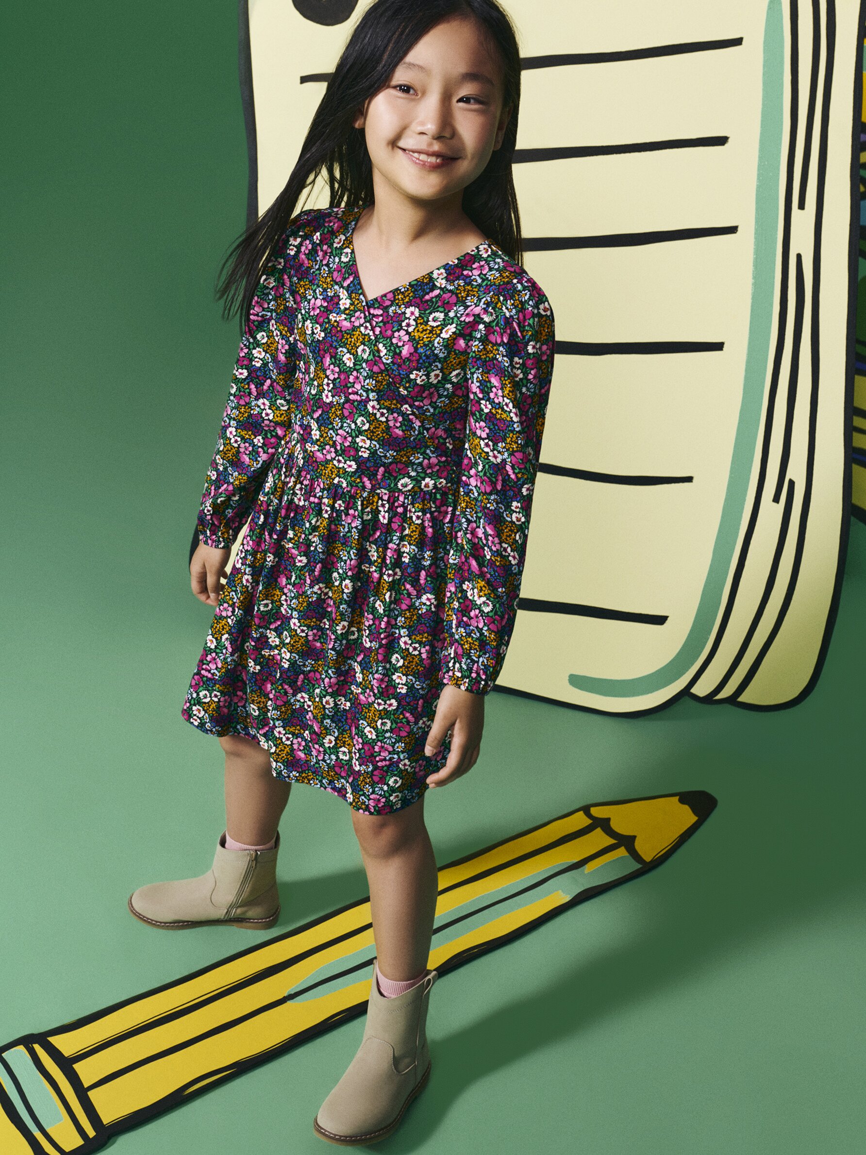 Checked wrap dress