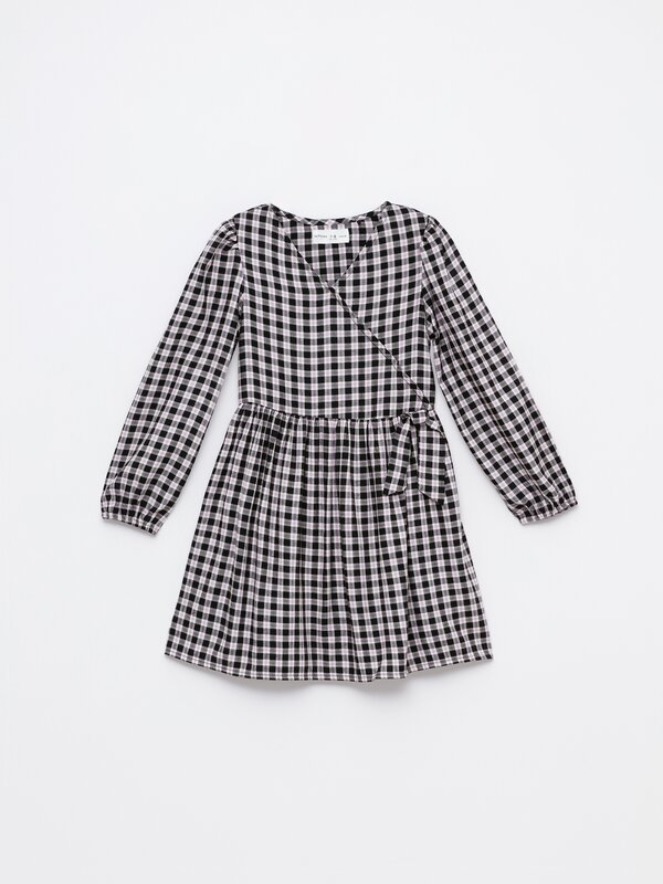 Vestido cruzado de cuadros
