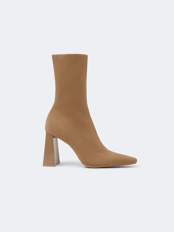 High-leg sock-style ankle boots