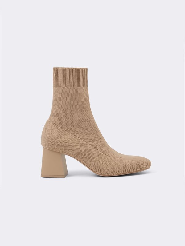 Fabric high-heel sock ankle boots
