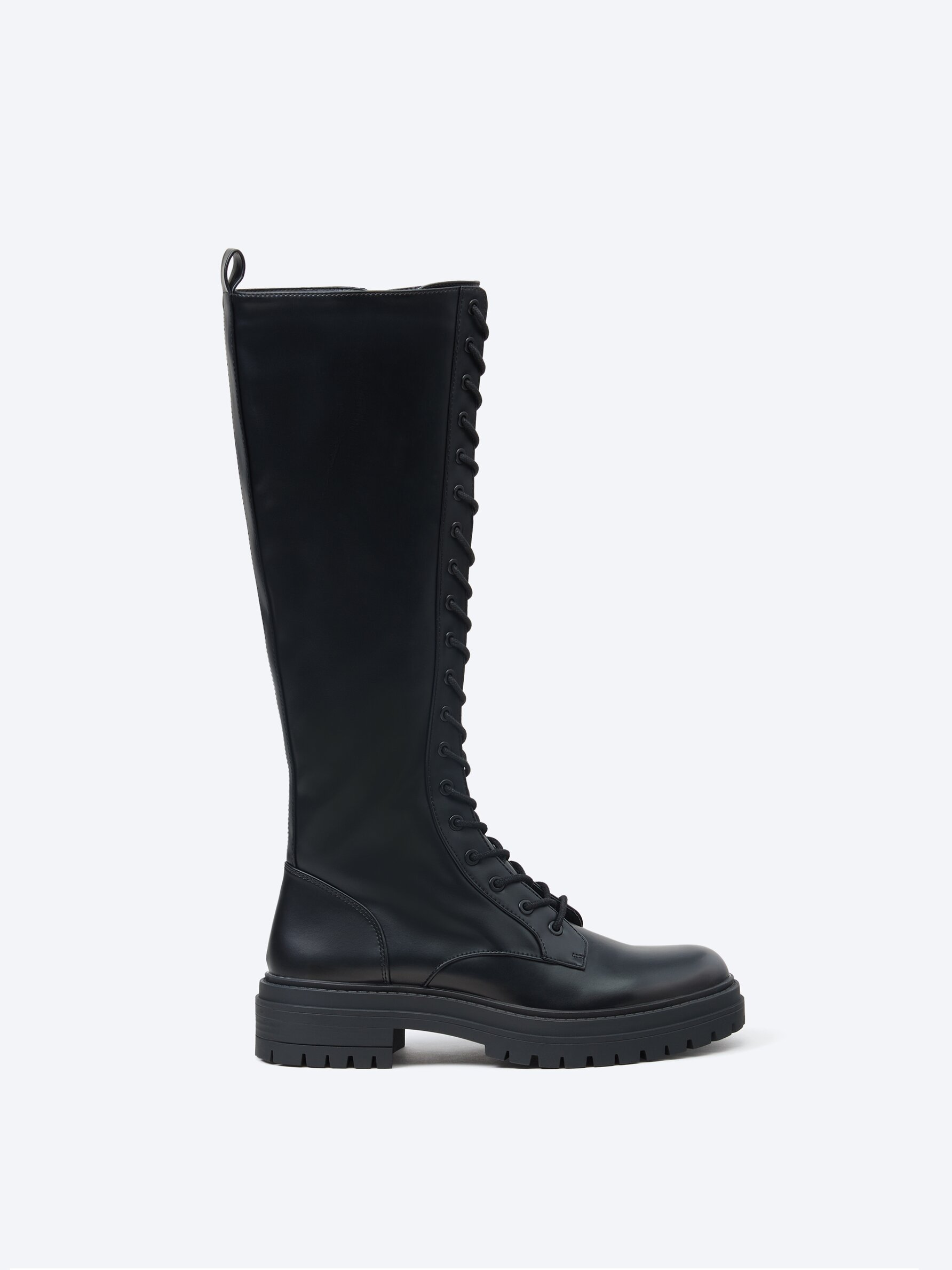 Grey lace up sales knee high boots