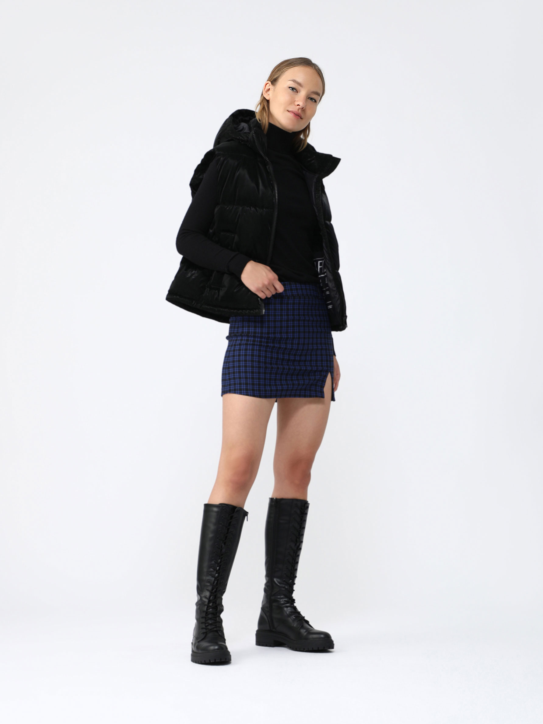 Lace up knee high boots