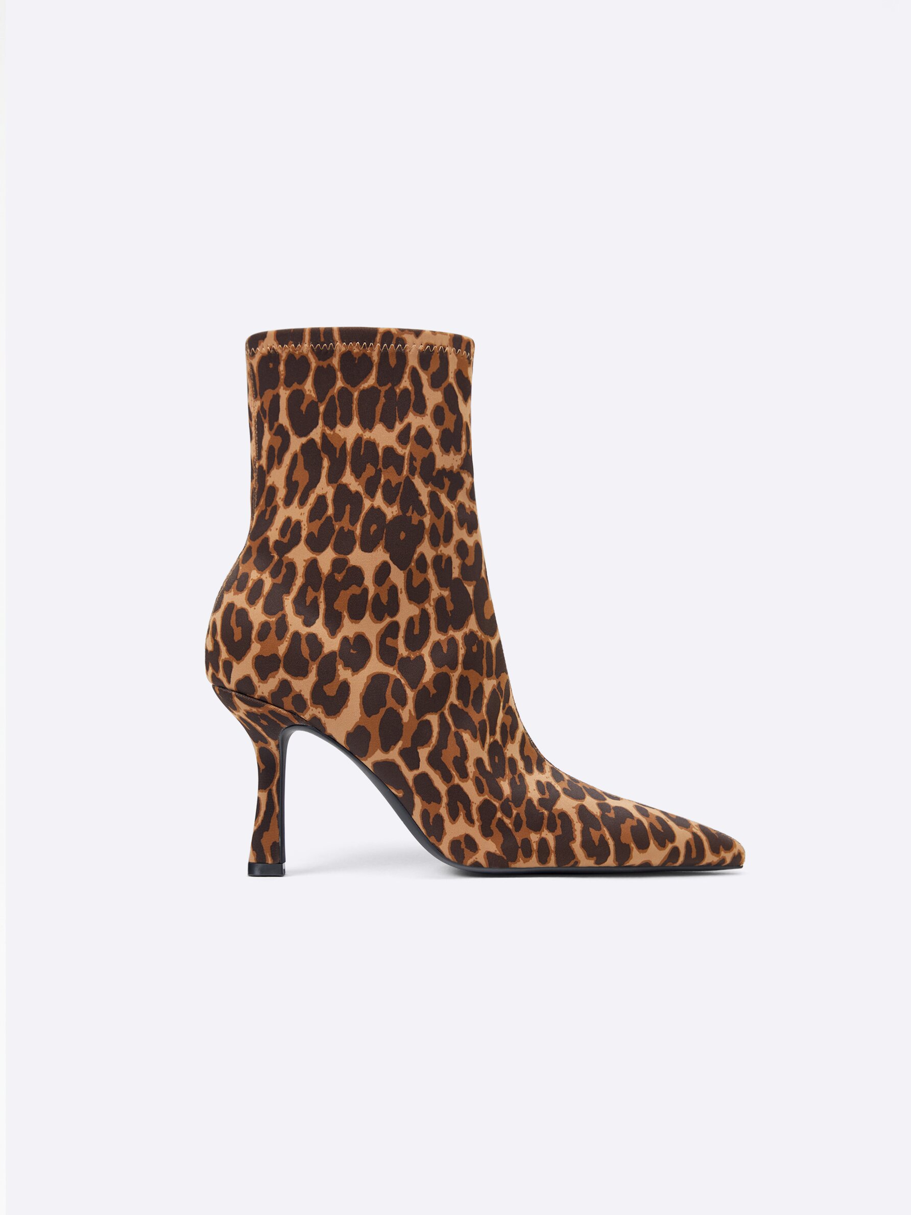 Animal print high cheap heel ankle boots