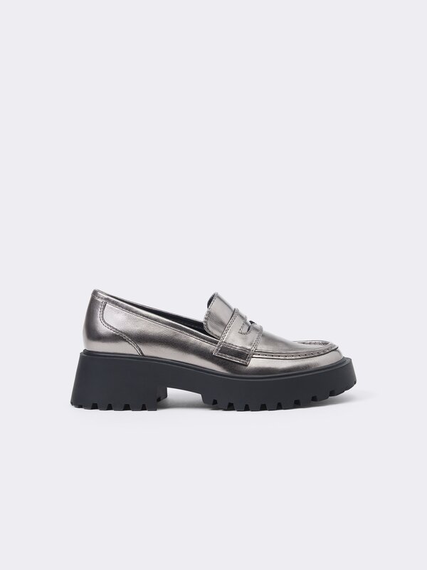 Metallic track loafers
