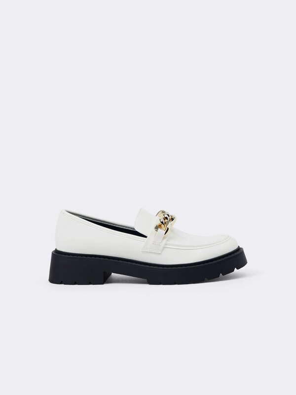Platform loafers with chain detail