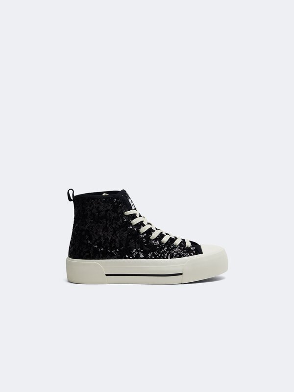 Sequinned high-top sneakers