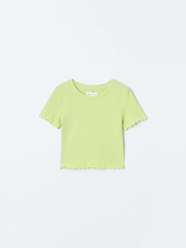 Check-texture T-shirt