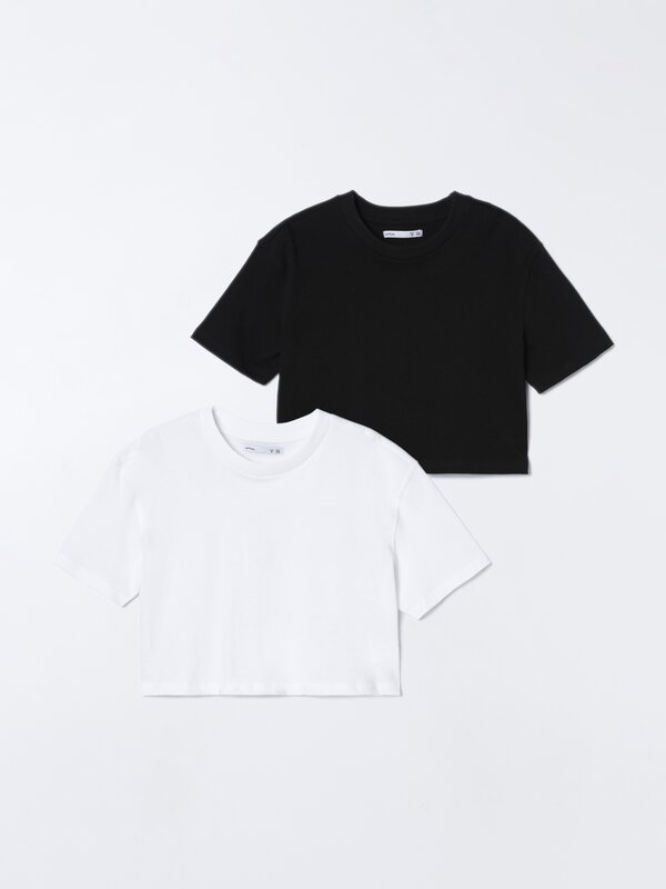 2-Pack of basic cropped T-shirts