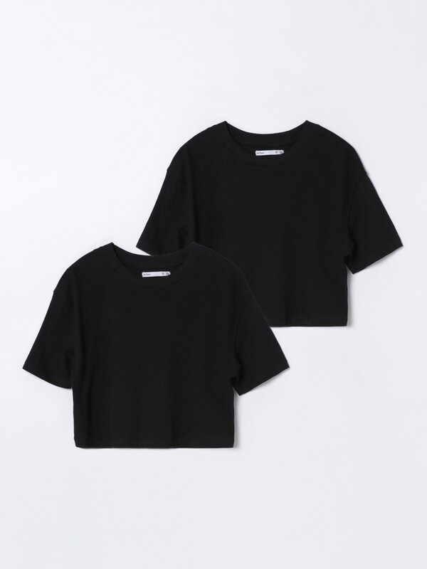 2-Pack of basic cropped T-shirts