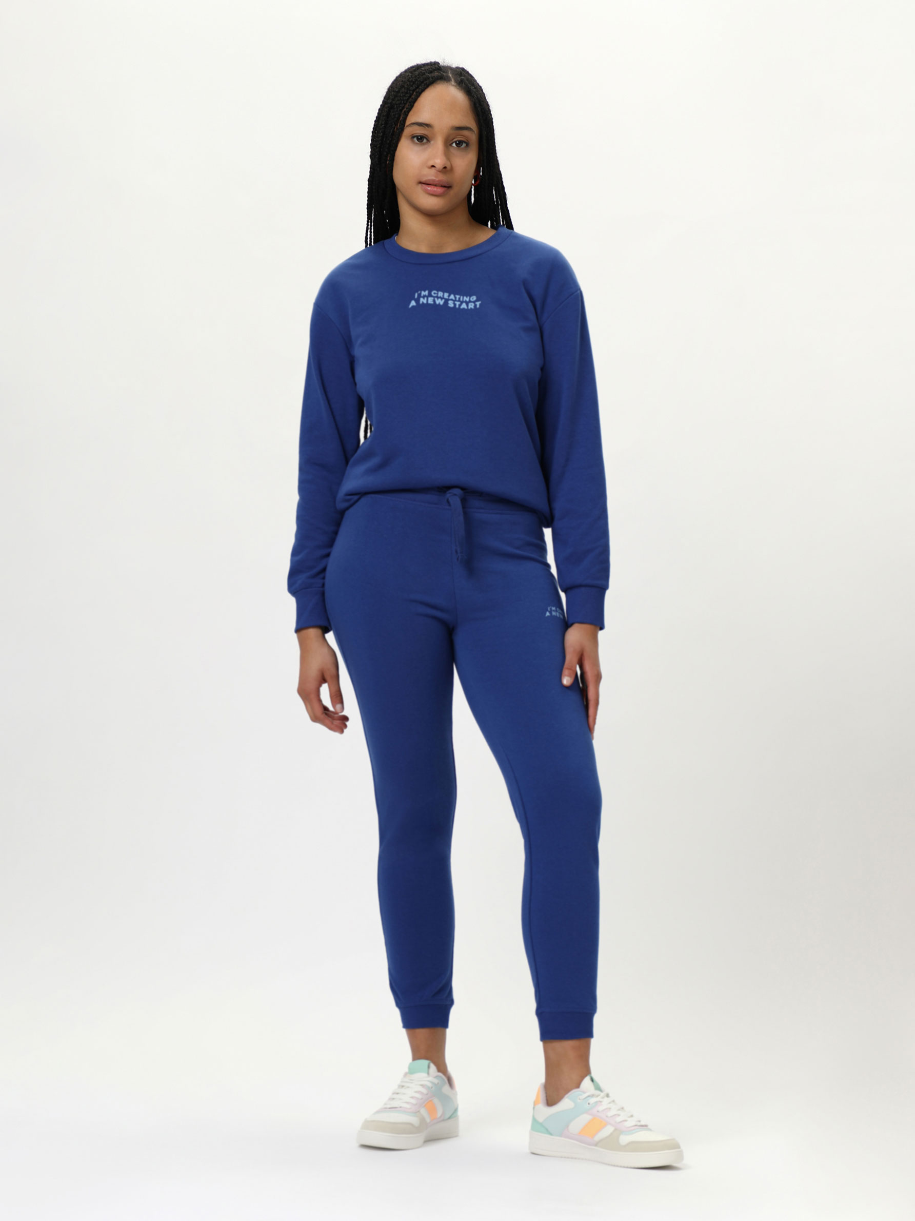 blue matching tracksuit