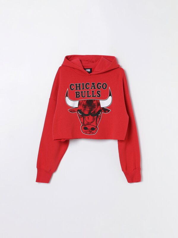 TOPSHOP X Unk Chicago Bulls Crop Hoodie in Red