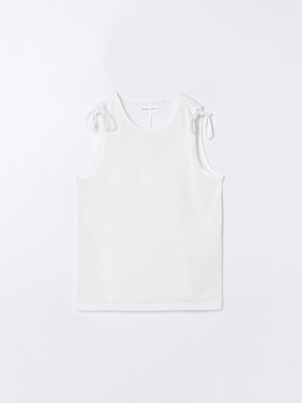Washed linen-effect T-shirt