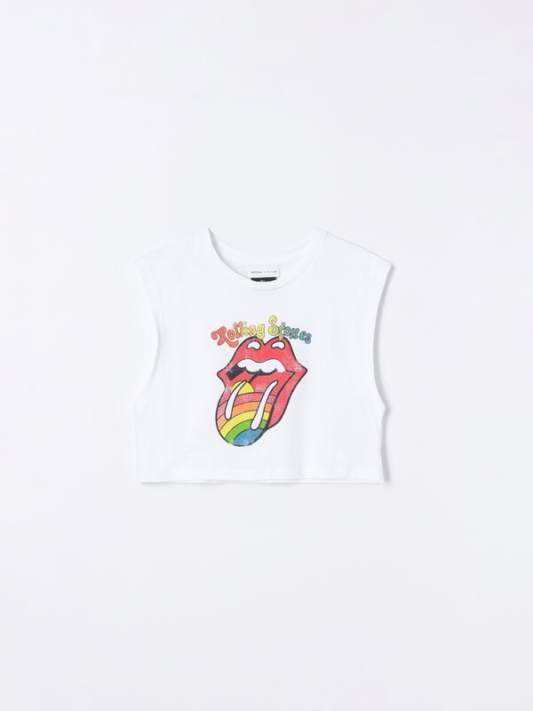 Cropped T-shirt with a Rolling Stones ©Universal print