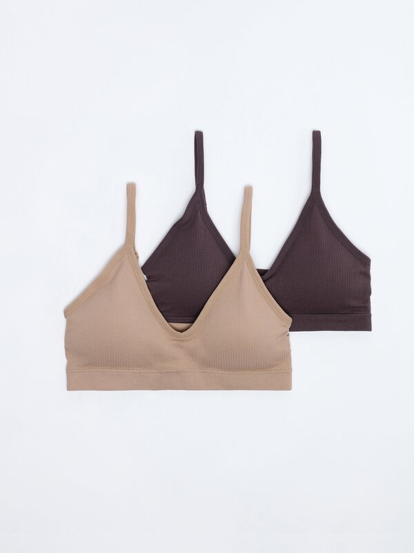 Pack of 2 seamless ribbed bras