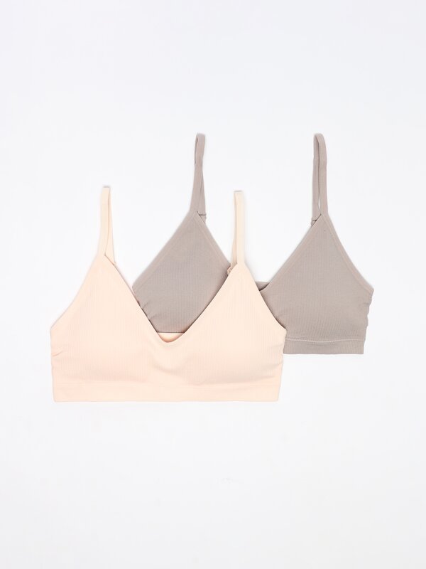 Pack of 2 seamless ribbed bras