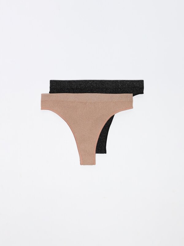 Pack of 2 seamless ribbed thongs