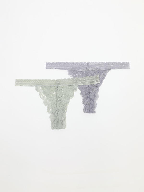 Pack of 2 lace thongs
