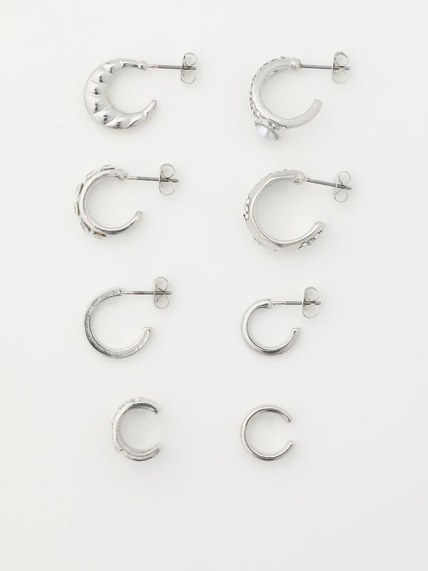 Pack of 4 pairs of hoop earrings