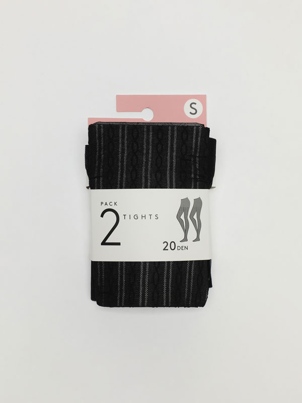 Pack of 2 ribbed tights