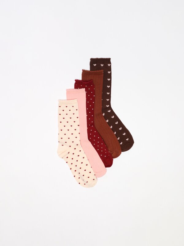 Pack of 5 pairs of contrast socks