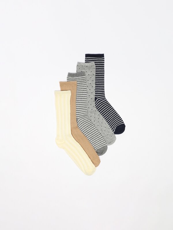 Pack of 5 pairs of contrast socks