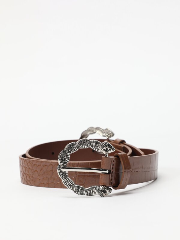 Embossed faux leather belt