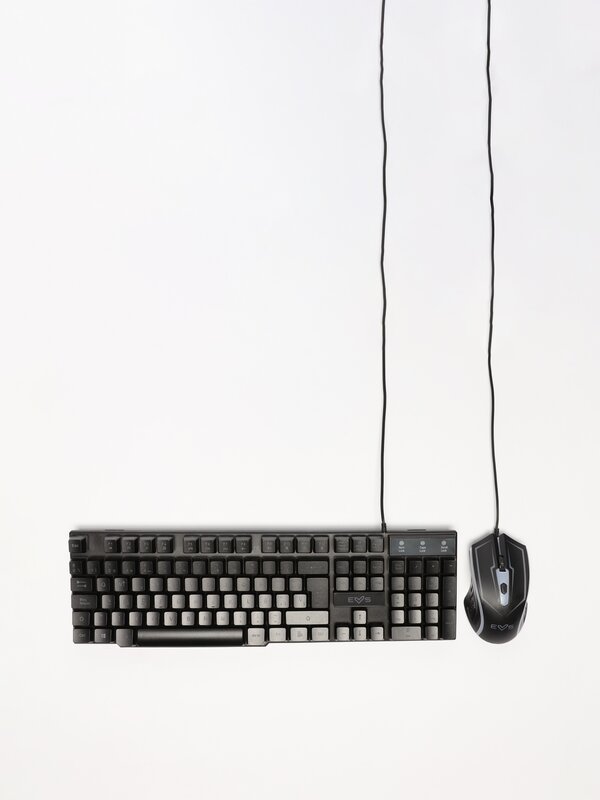 Xogo teclado, rato e alfombra