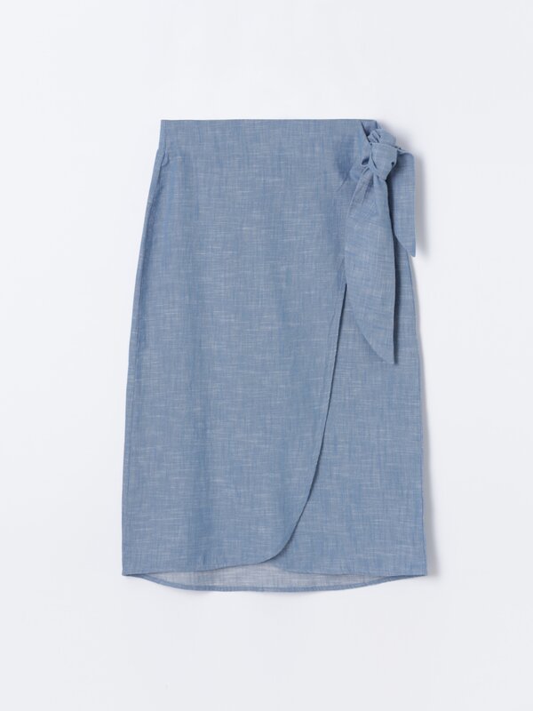 Lightweight denim wrap skirt