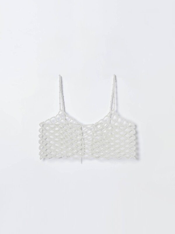 Crop top with pearl beads