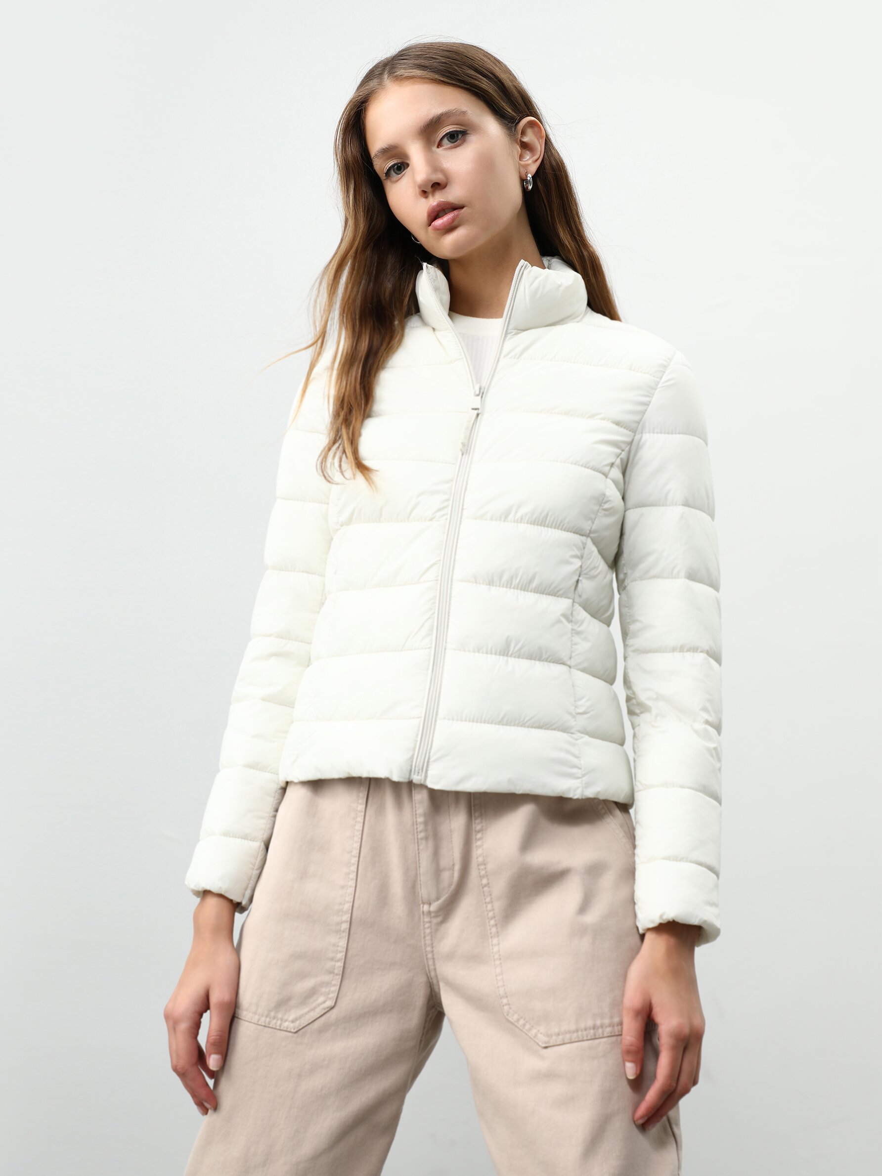 cream lightweight puffer jacket